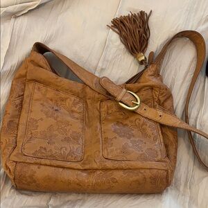 Cabin Creek Brown Leather Shoulder Bag with Tassel